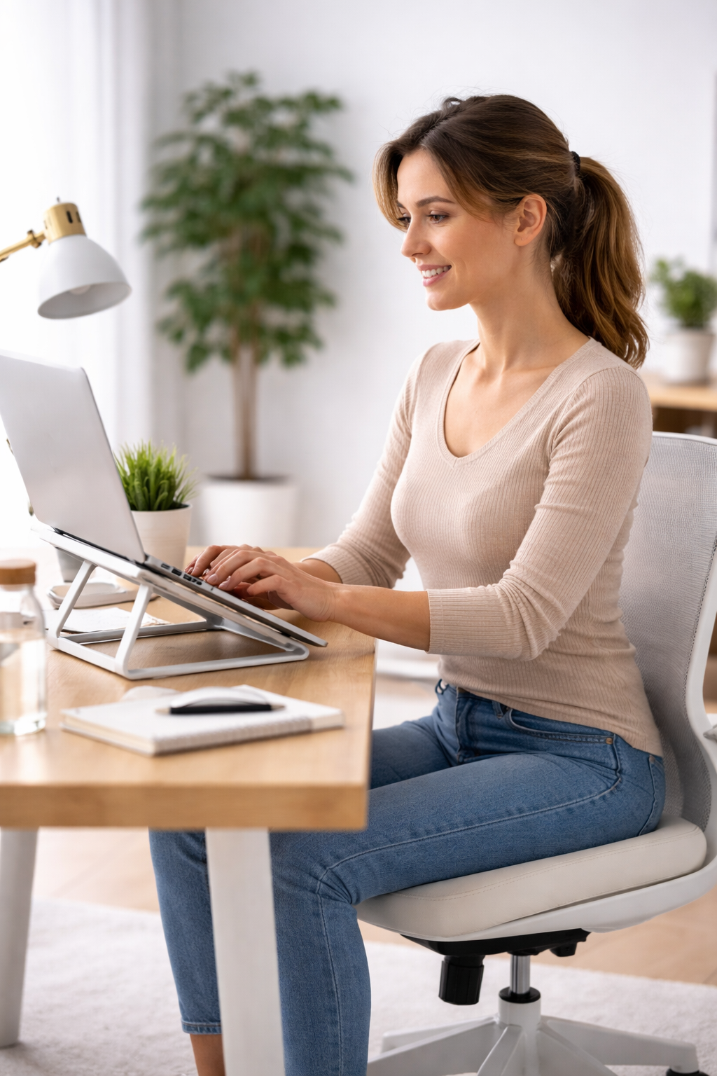 Persona trabajando sentada: mejorar tu postura de forma natural